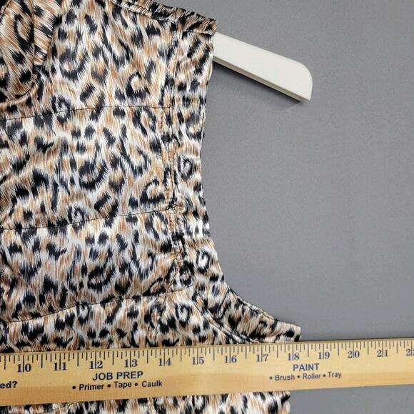 Westbound Quilted Puffer Vest Womens Petite Small Brown Shimmer Animal Print Zip - Picture 7 of 11